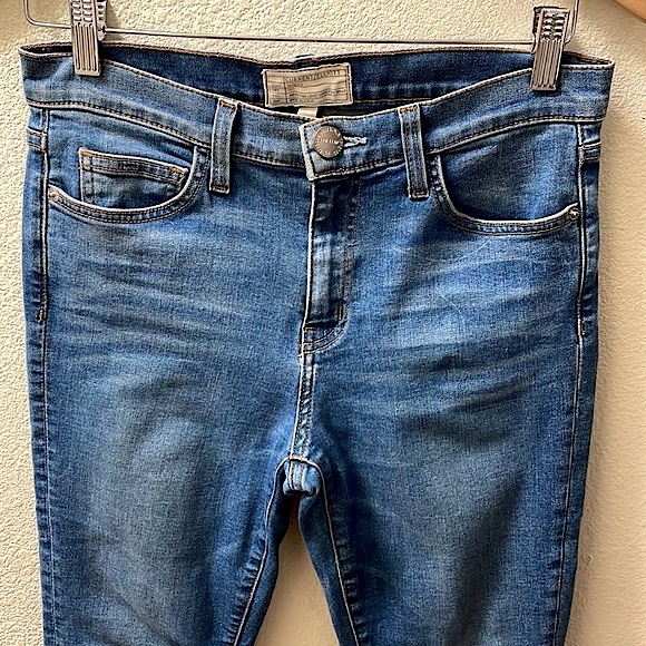 Current Elliott The High Waist Ankle Skinny Jeans Released Uneven Hem - Picture 3 of 9